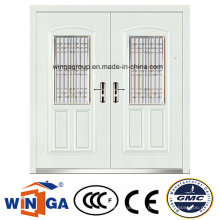 White Color Decorative Entrance Steel Security Metal Door (W-SZ-03)